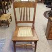 C71 Restored Antique Set of 2 Oak Caned Chair w/ pressed back