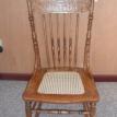 Restored Antique Oak Caned Rocker with Pressed Back - R0041