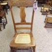 R49 Restored Antique Oak Caned Bedroom Rocker w/ pressed back
