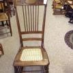 R50 Restored Antique Oak Caned Rocker w/ pressed back