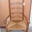 Restored Antique Oak Ladderback Arm Chair with Rush Seat - C60